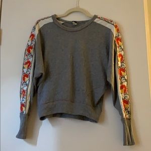 Free People Silk Embroider LS Sweatshirt